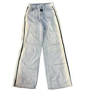SAFETY ZONE Women's Light Wash Wide Leg Jeans with Side Stripe